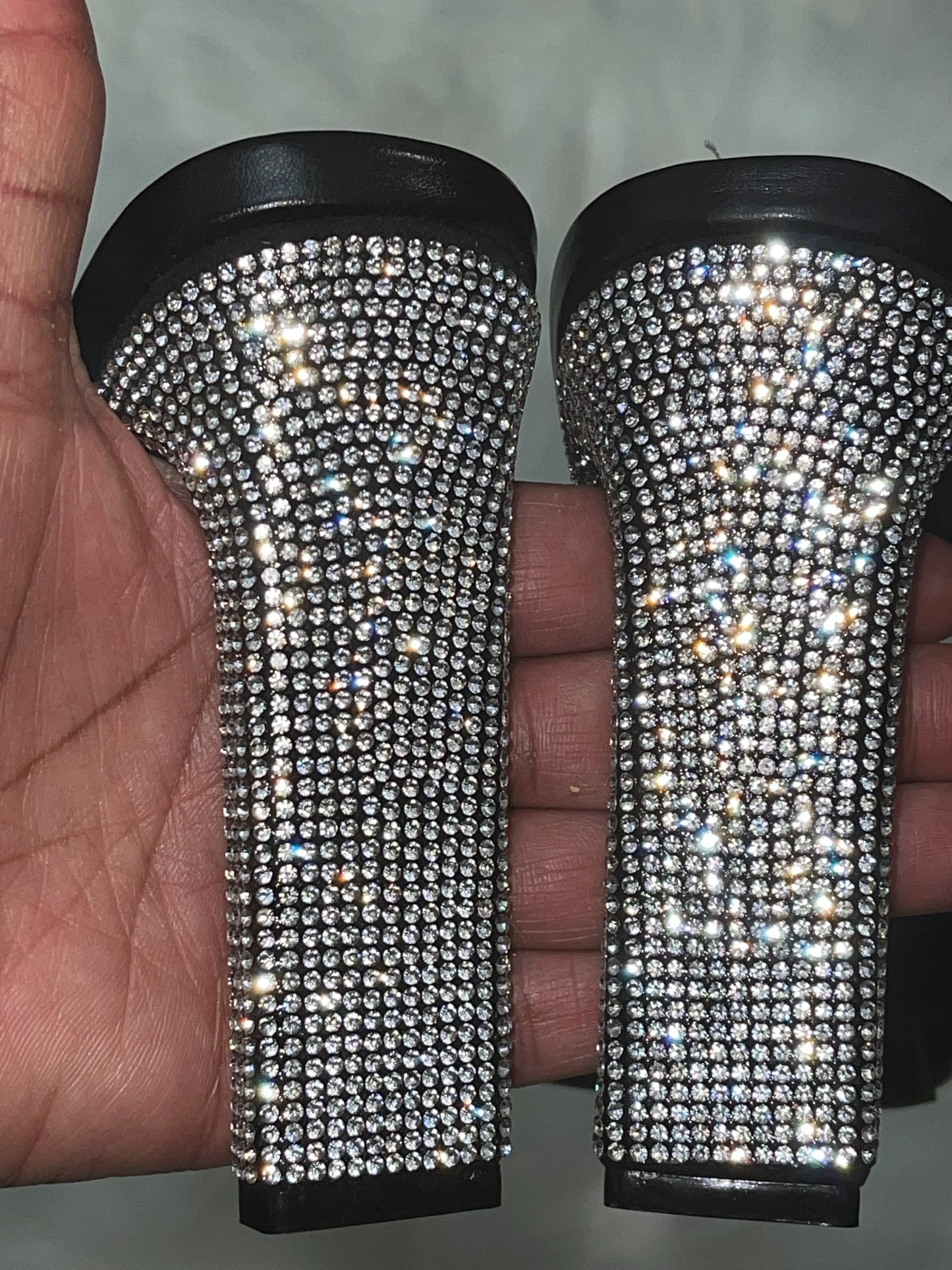 Black Quilted Stoned Heel