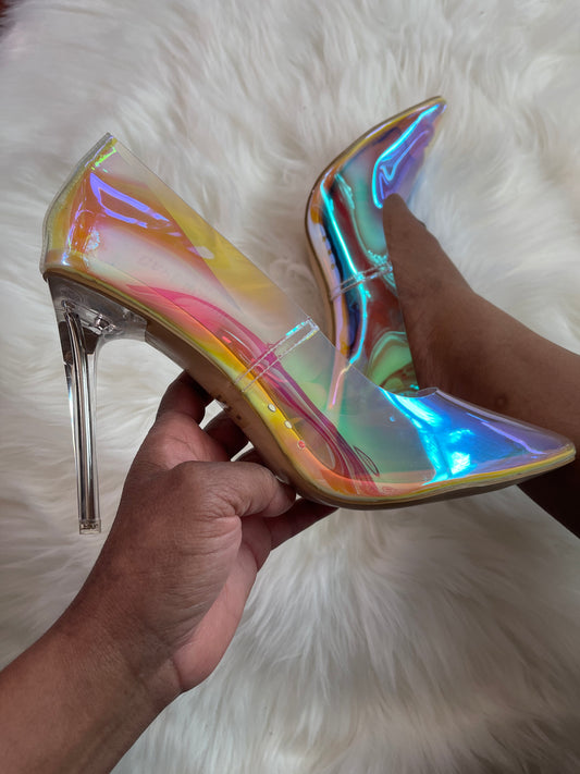 Clear Iridescent Color Heels